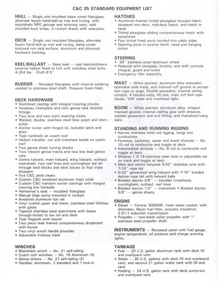 C&C 35 Specification Brochure