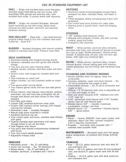 C&C 35 Specification Brochure