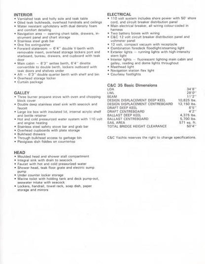 C&C 35 Specification Brochure