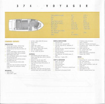 Carver 374 Voyager Specification Brochure (2001)