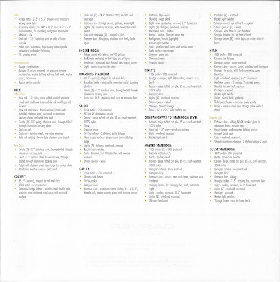 Carver 374 Voyager Specification Brochure (2001)
