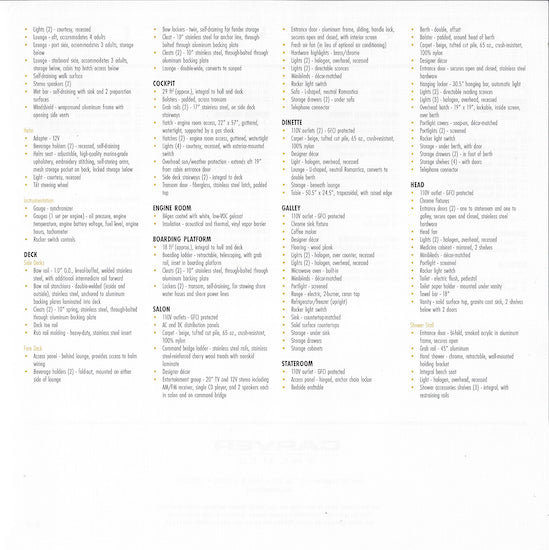 Carver 350 Mariner Specification Brochure (2001)