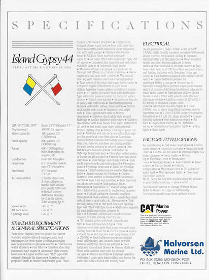 Island Gypsy 44 Flush Aft Deck Motor Cruiser Brochure