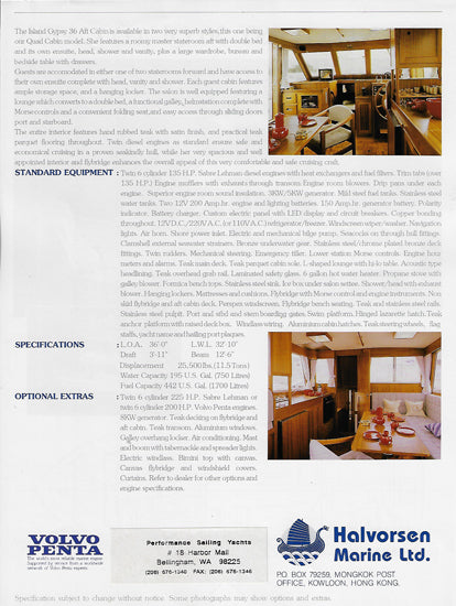 Island Gypsy 36 Quad Cabin Trawler Brochure