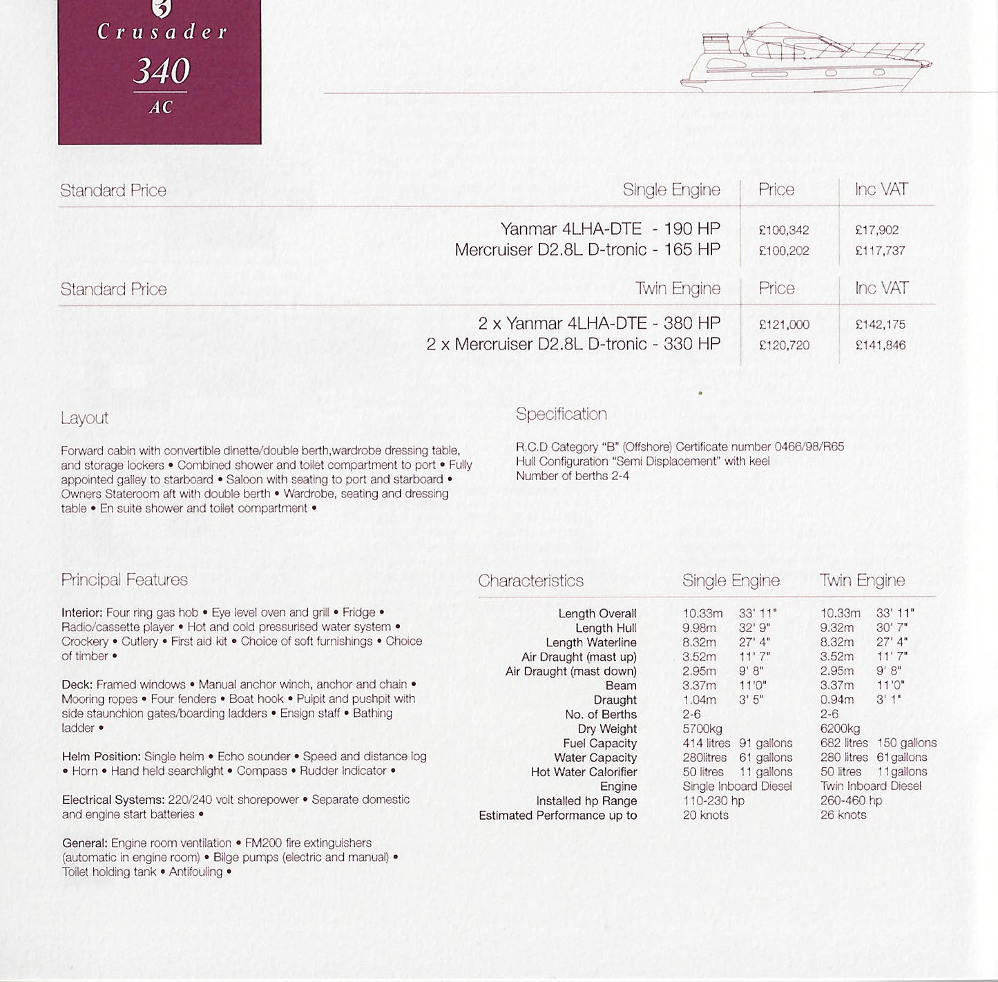 Birchwood 2000 Crusader Specification Brochure