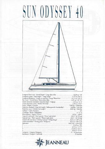 Jeanneau Sun Odyssey 40 Specification Brochure