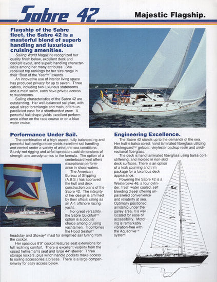 Sabre 1989 Sailing Brochure
