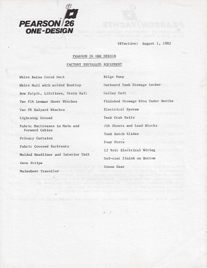 Pearson 26 One Design Brochure