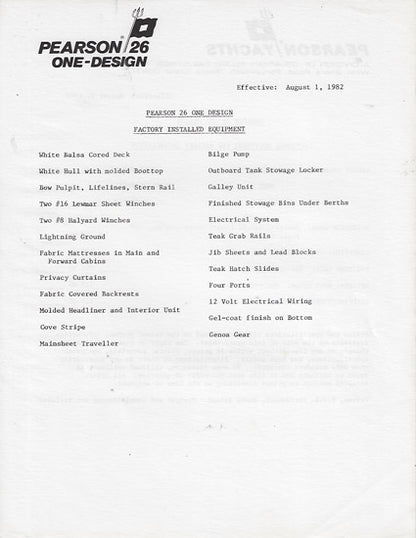 Pearson 26 One Design Brochure