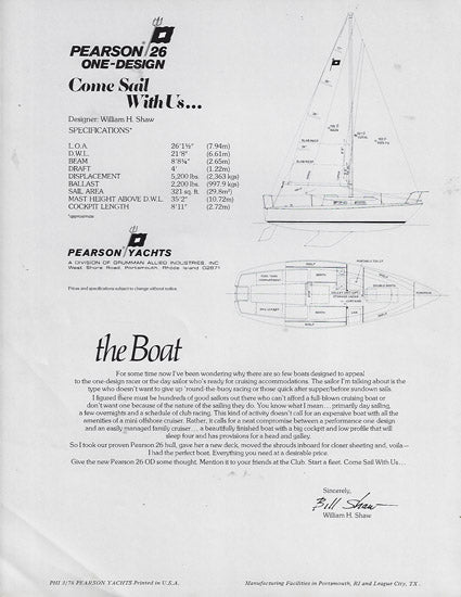 Pearson 26 One Design Brochure