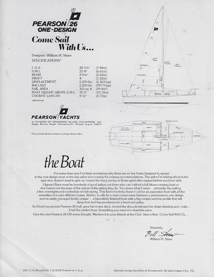 Pearson 26 One Design Brochure