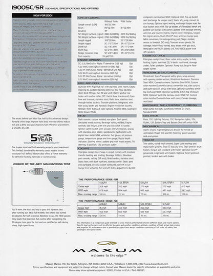 Maxum 1900SR/SC Sport Boats Brochure