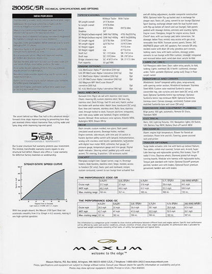 Maxum 2100SR/SC Sport Boats Brochure