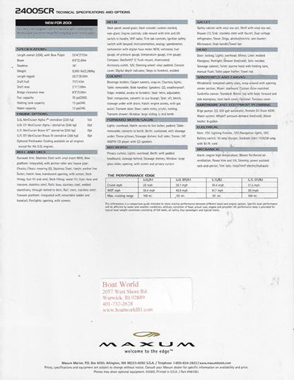 Maxum 2400SCR Sun Cruiser Brochure