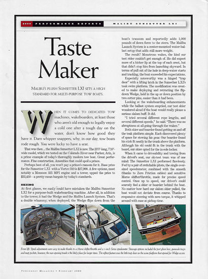 Malibu Sunsetter LXI Powerboat Magazine Reprint Brochure