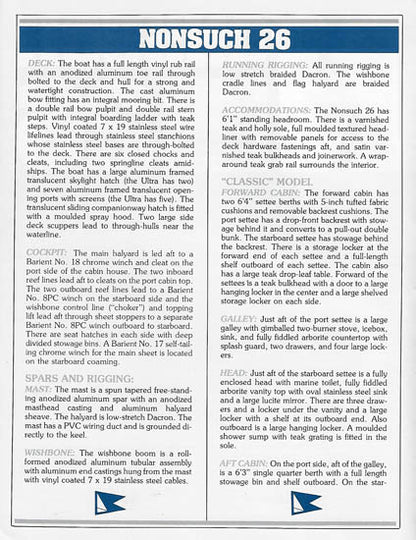 Hinterhoeller Nonsuch 26 Specification Brochure
