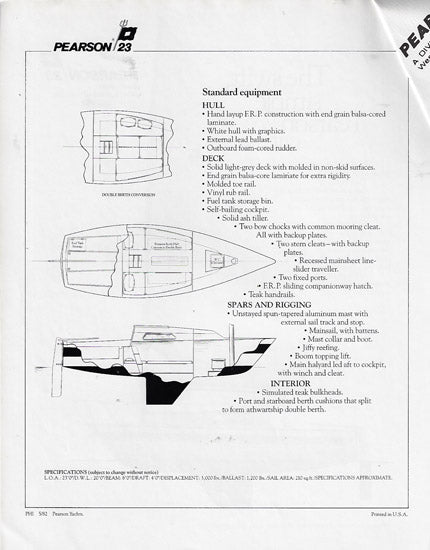 Pearson 23 Cat Specification Brochure