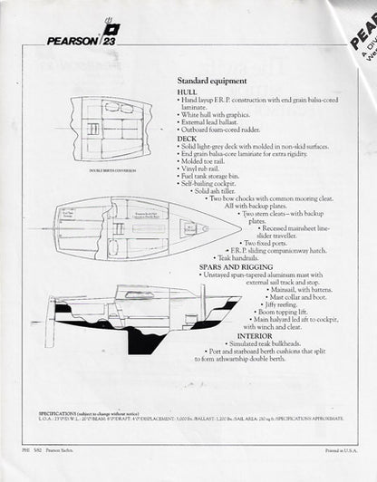 Pearson 23 Cat Specification Brochure