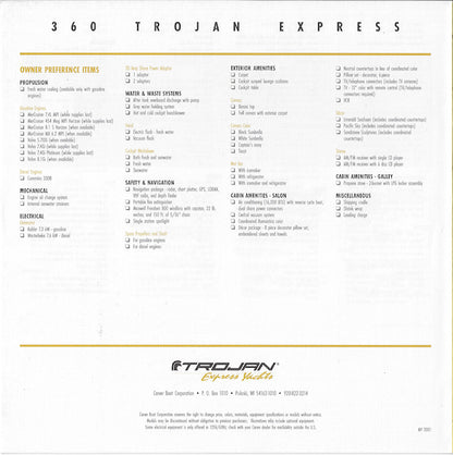 Trojan 360 Express Specification Brochure (2001)
