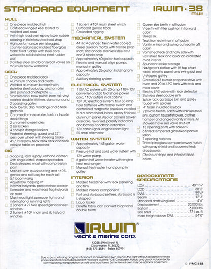 Irwin 38 Mark II Brochure