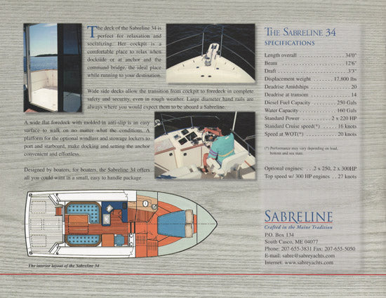 Sabreline 34 Fast Trawler Brochure
