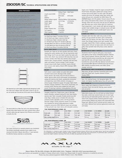 Maxum 2300SR/SC Sport Boat Brochure
