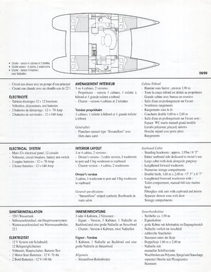 Lagoon 380 Specification Brochure
