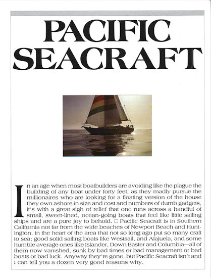 Pacific Seacraft The World's Best Sailboats Book Reprint Brochure