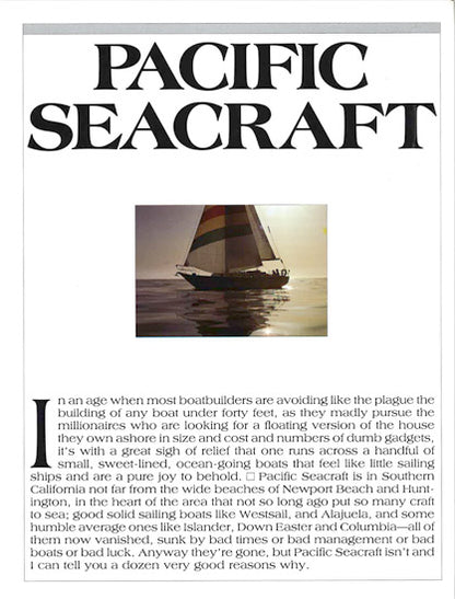 Pacific Seacraft The World's Best Sailboats Book Reprint Brochure