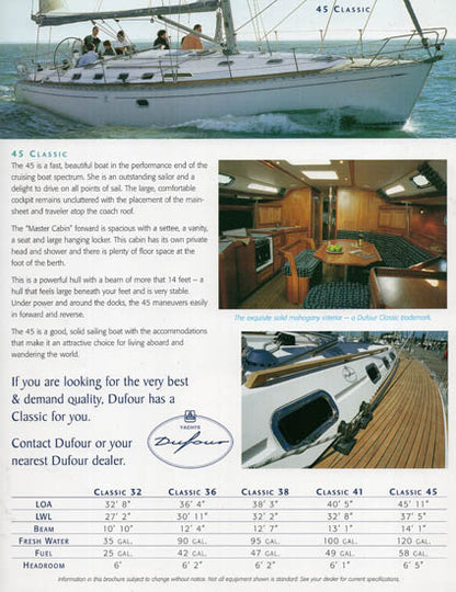 Dufour 2001 Classic Brochure