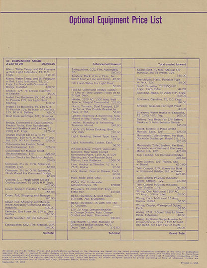 Chris Craft Commander 31 Sedan Specification Brochure