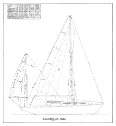 Columbia 34 Sail Plan - Yawl
