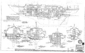 Mason 43 Starboard Inboard Profile & Sections Plan