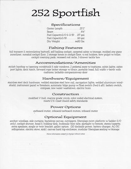 Sport Craft 252 Sportfish Brochure