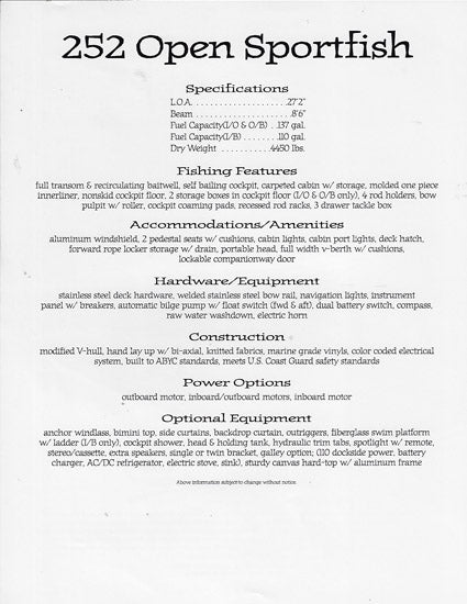 Sport Craft 252 Open Sportfish Brochure