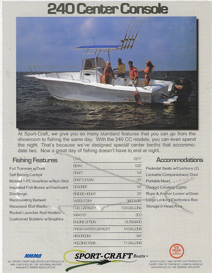 Sport Craft 240 Center Console Brochure