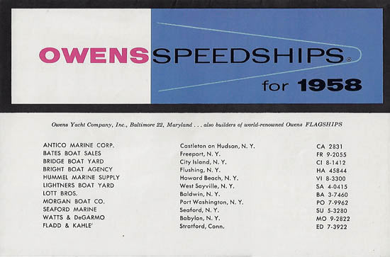 Owens 1958 Speedship Brochure – SailInfo I boatbrochure.com