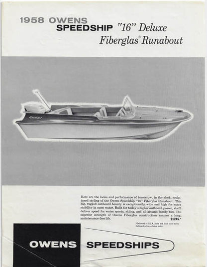 Owens Speedship 16 Deluxe Brochure