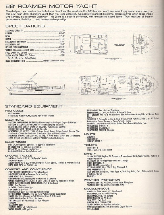 Chris Craft 1973 Luxury Yachts Price List