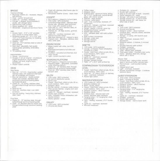 Carver 374 Voyager Specification Brochure (2002)