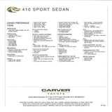 Carver 410 Sport Sedan Specification Brochure (2002)