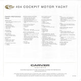 Carver 404 Cockpit Motor Yacht Specification Brochure (2002)