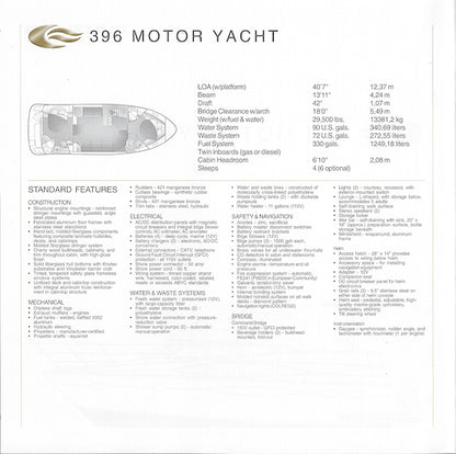 Carver 396 Motor Yacht Specification Brochure (2002)