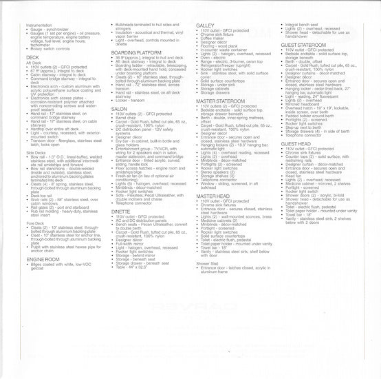 Carver 356 Motor Yacht Specification Brochure (2002)