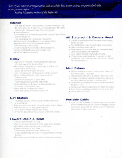 Hylas 49 Specification Brochure