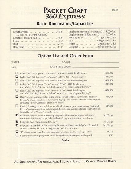 Packet Craft 360 Express Specification Brochure