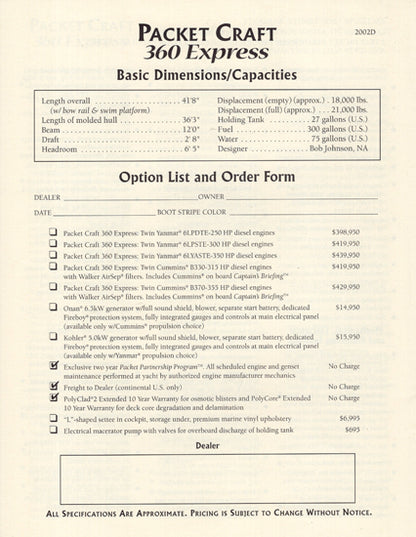 Packet Craft 360 Express Specification Brochure