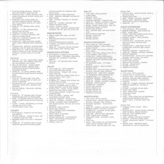 Carver 444 Cockpit Motor Yacht Specification Brochure (2002)
