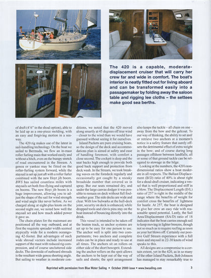 Island Packet 420 Blue Water Sailing Magazine Reprint Brochure