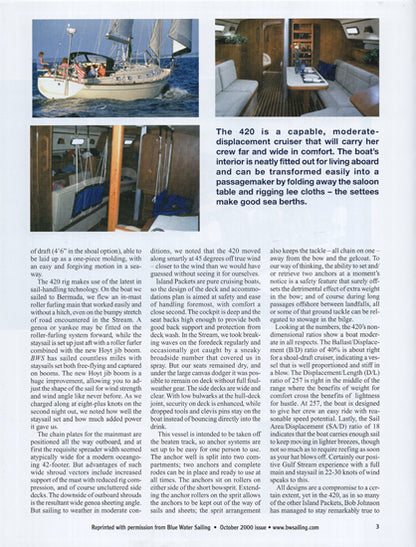 Island Packet 420 Blue Water Sailing Magazine Reprint Brochure